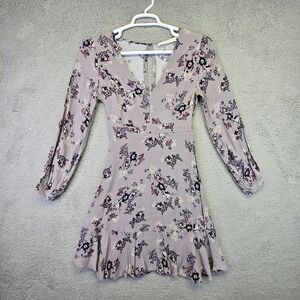 ASTR THE LABEL Dress Women's Extra Small Purple Floral Knee Length Fit and Flare